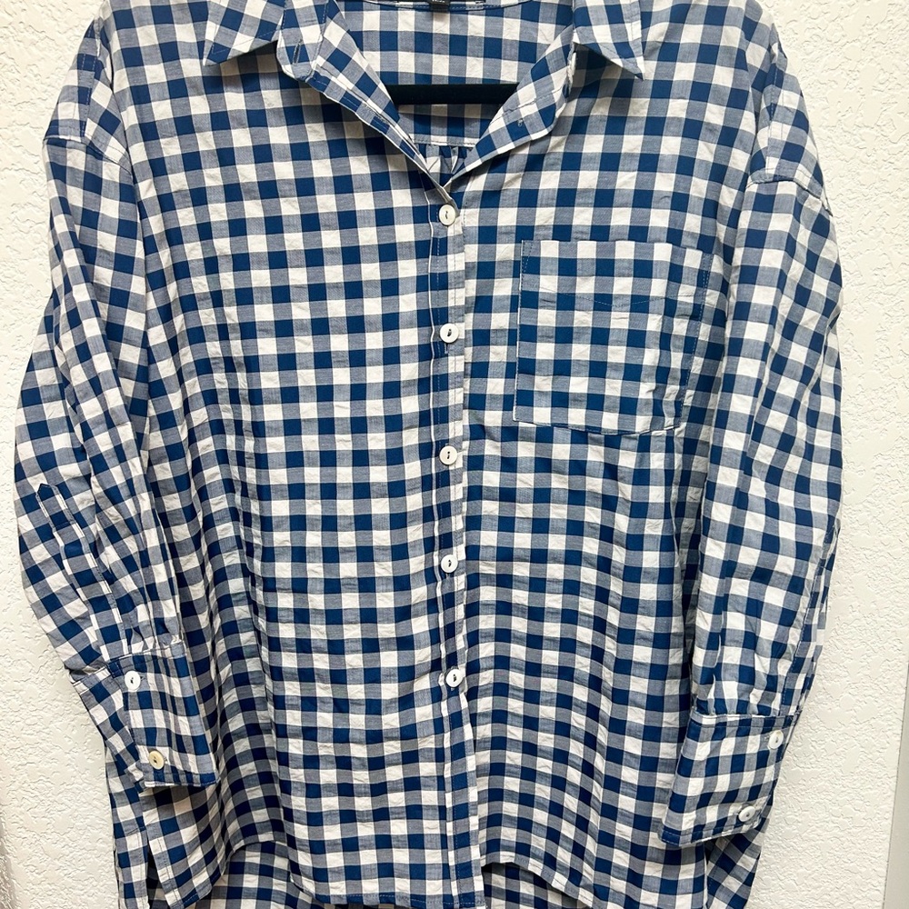 Pomander Place Blue and White Checkered Button Down Shirt